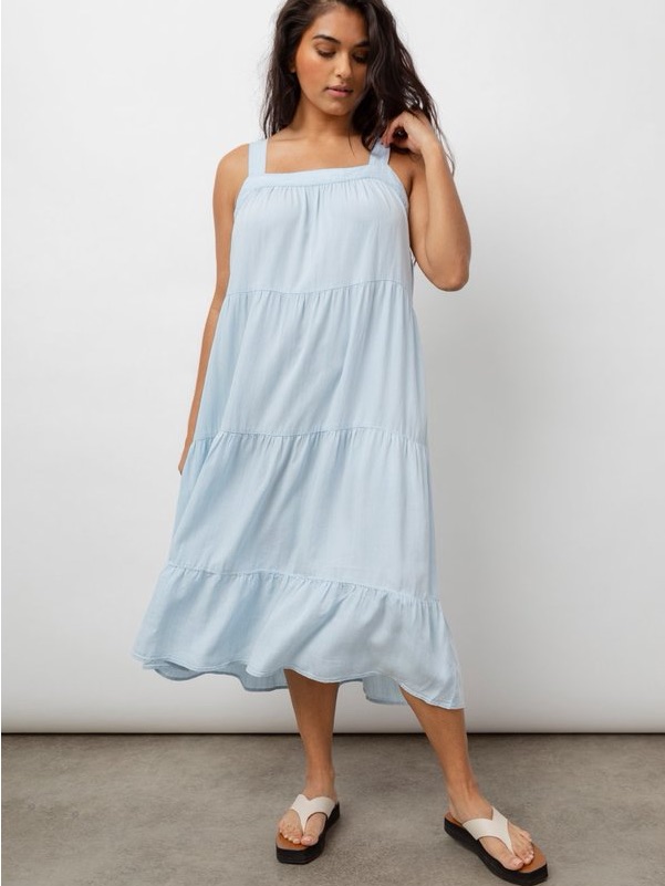 Rails Light Blue Tiered Midi Dress